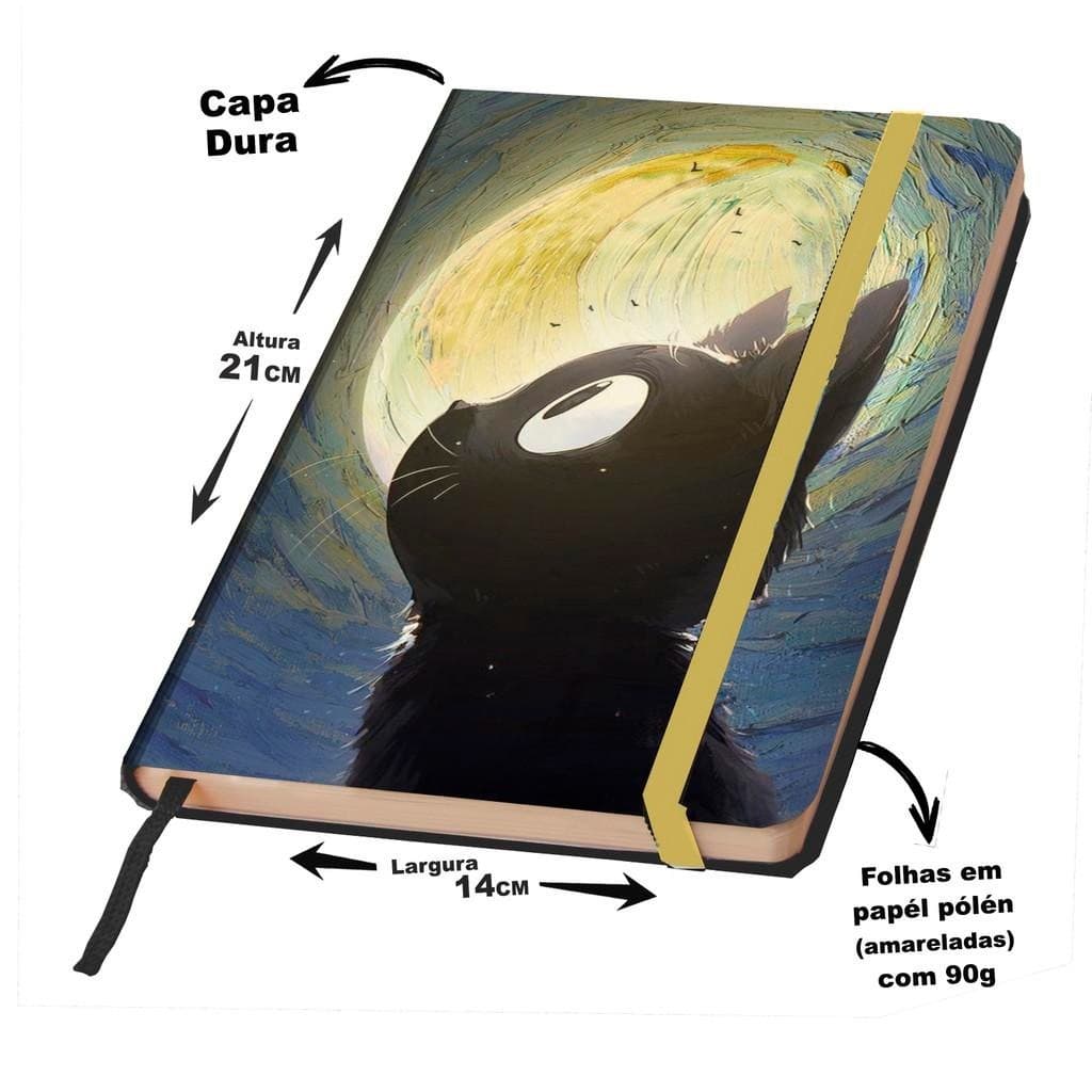 Caderno Sketchbook A5 capa dura caderno de desenho TEMA GATOS