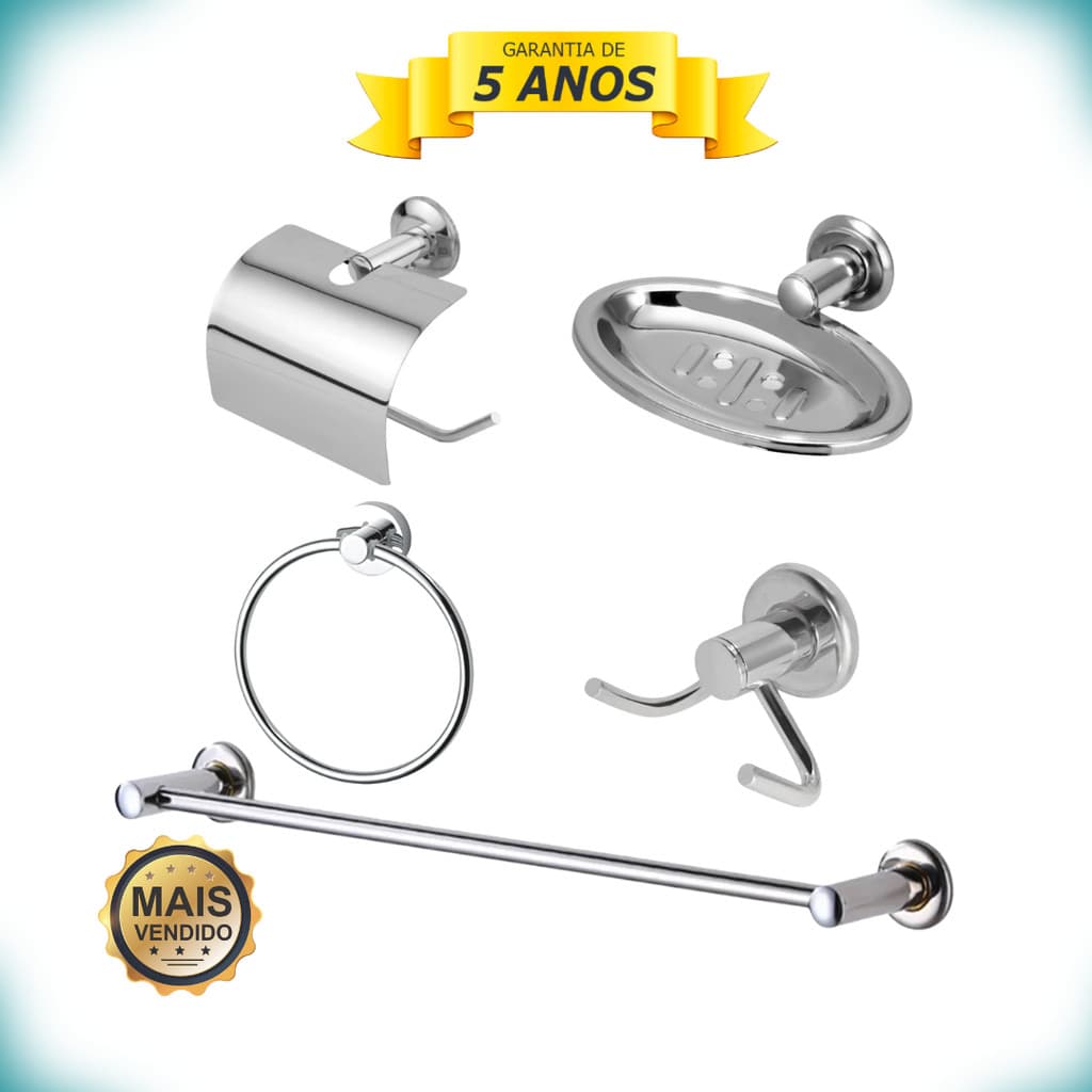 Kit Acessórios P/ Banheiro Aço Inox 5 Peças  Oferta