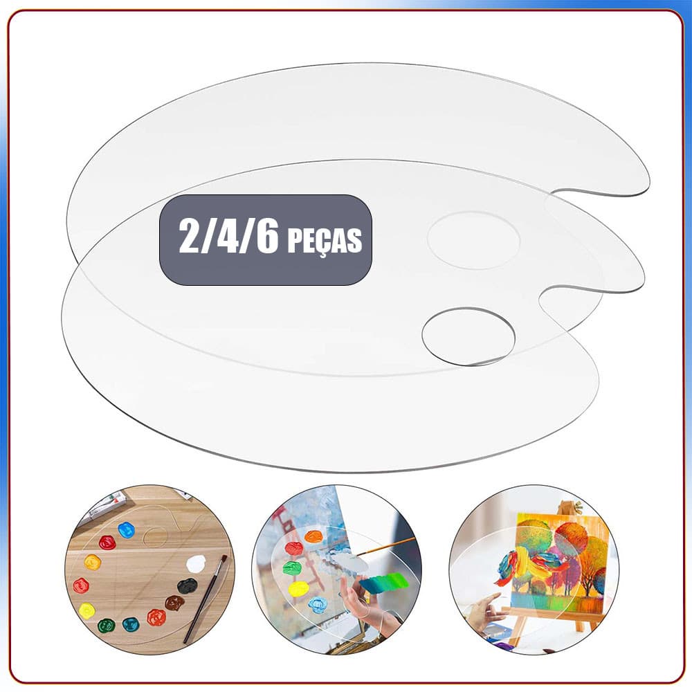 2/4/6x Paleta de tinta acrílica paleta transparente antiaderente adequada para pintura acrílica fácil de limpar 20x30cm