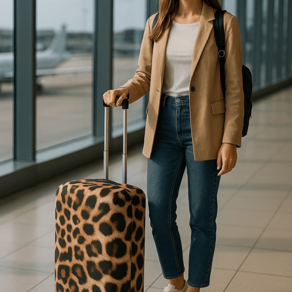 Capa Protetora de Mala Viagem Estampa Onça Animal Print Premium Elástica Resistente