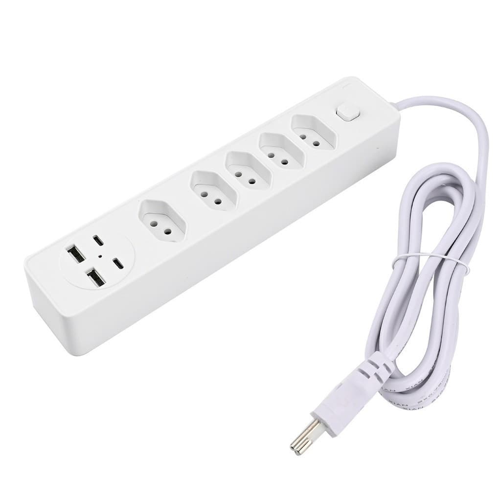 Filtro de linha Jortan de 2 m com 5 tomadas e proteção contra curto-circuito (DPS) 110/220V