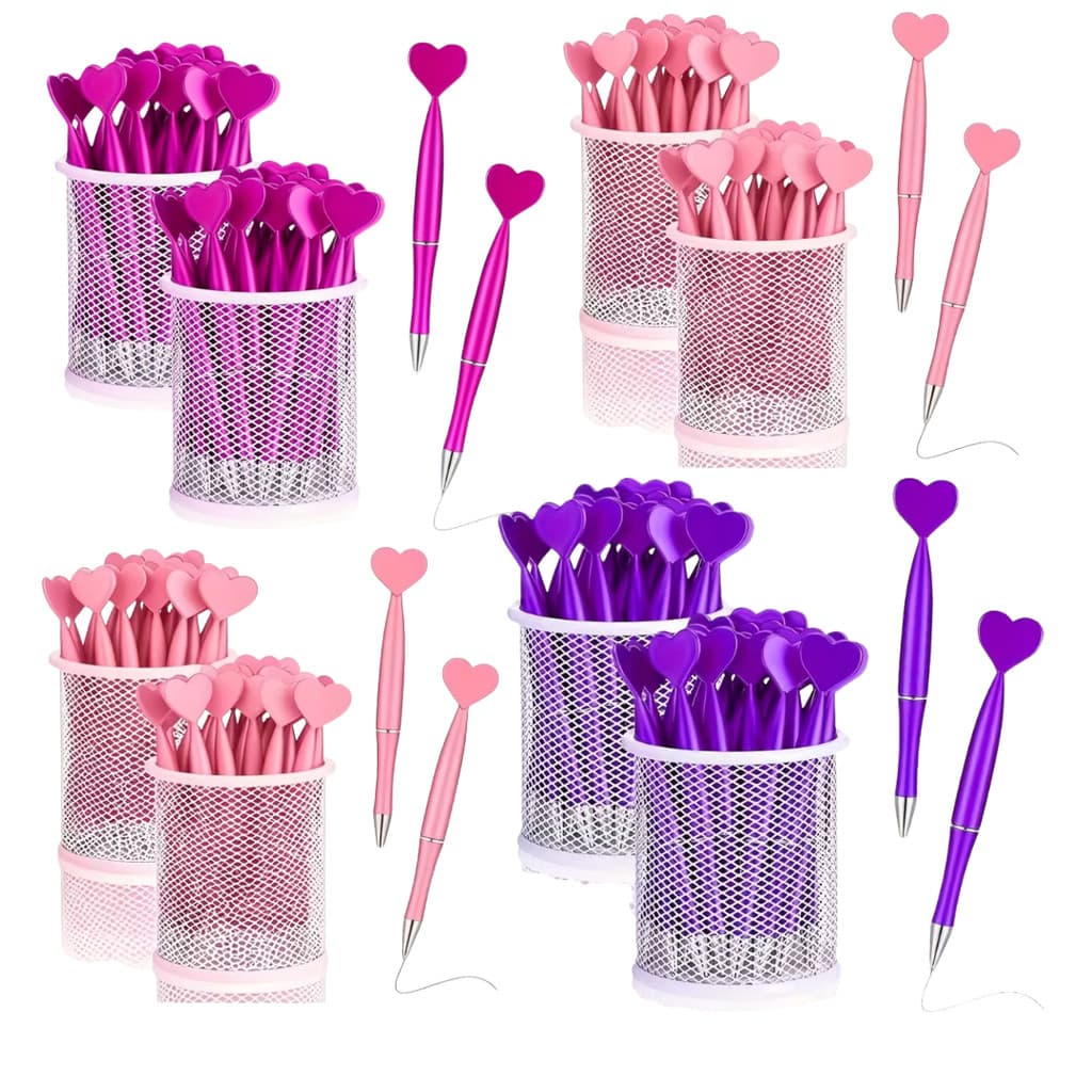 Kit 2 Canetas Esferográficas Giratórias em Formato de Coração – Tinta Preta