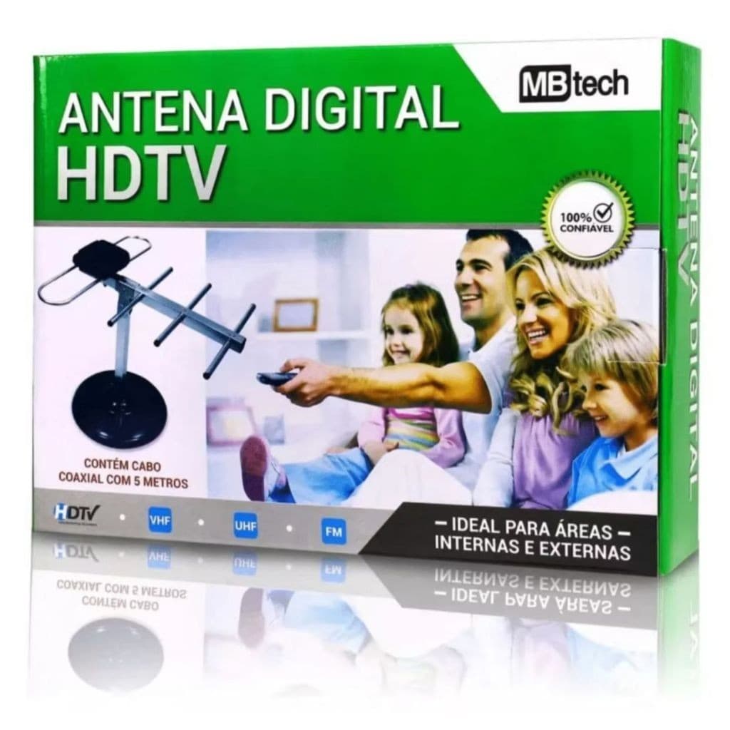 Antena Digital Interna e Externa 5M Cabo HDTV MBTech