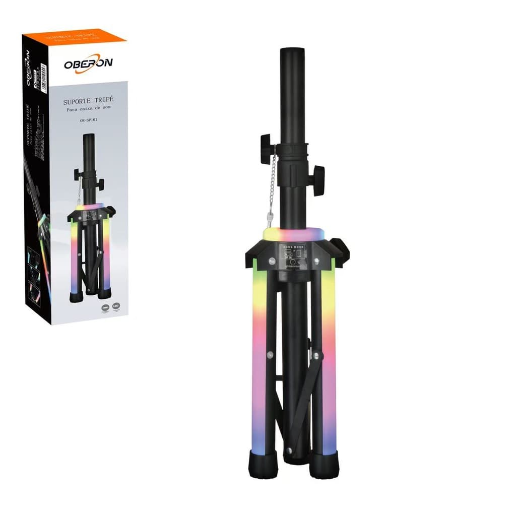 Tripé de Iluminação LED Recarregável UNIVERSAL Ajustável para Caixas Som 63.5 110mm Bateria 1800mAh