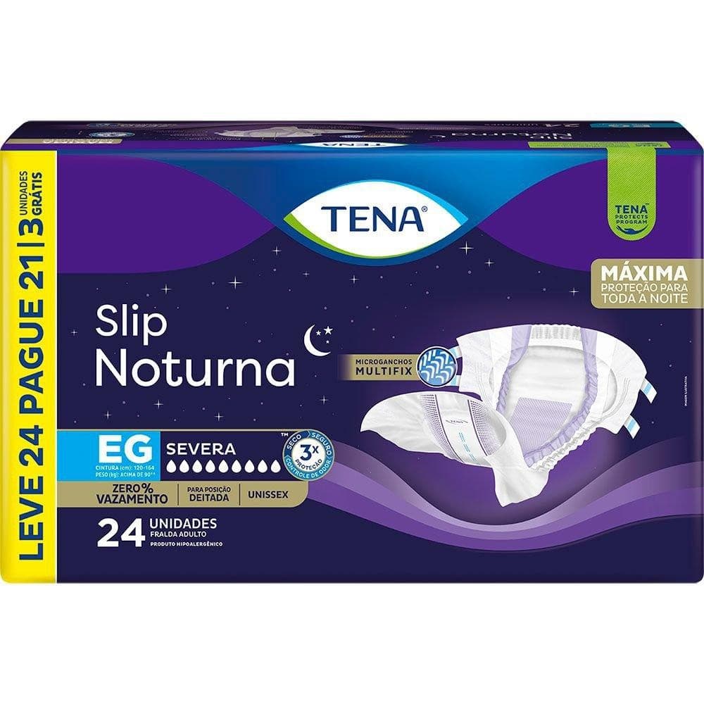 Fralda Geriátrica Tena Slip Noturna EG Leve 24 Pague 21 unidades