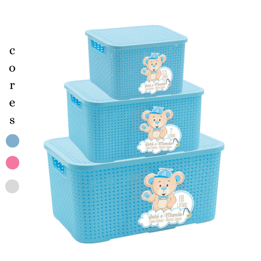 Caixa Organizadora Alta Vedação Rattan 7 Litros Bebê Várias Cores Monte Líbano