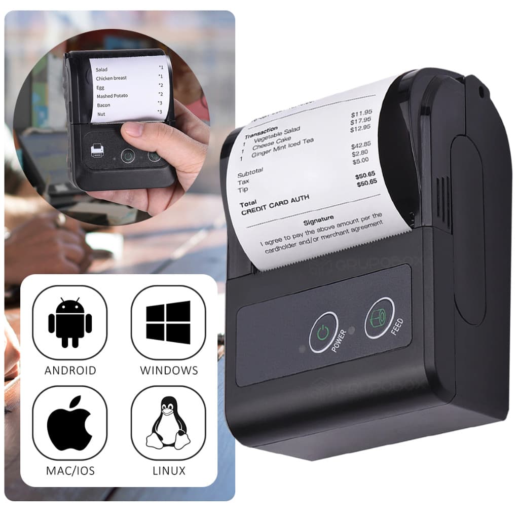 Mini Impressora Termica Bluetooth Cupom Portatil Compaivel Android IOS Windows 58mm