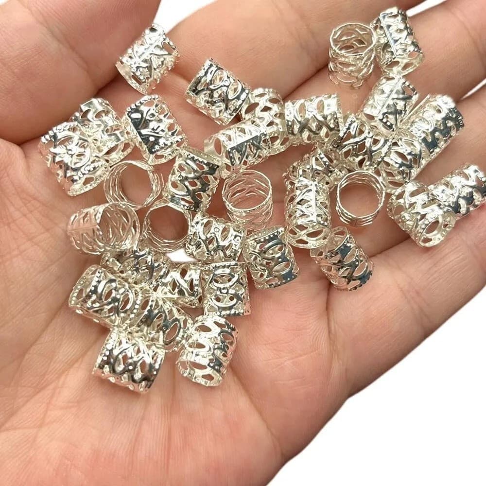 Kit 300 Anéis Reguláveis Para Trança Box Braids/Jumbo Twist e Dreads–Cores Prata/Dourado/Colorido Sortido e Modelo Coroa