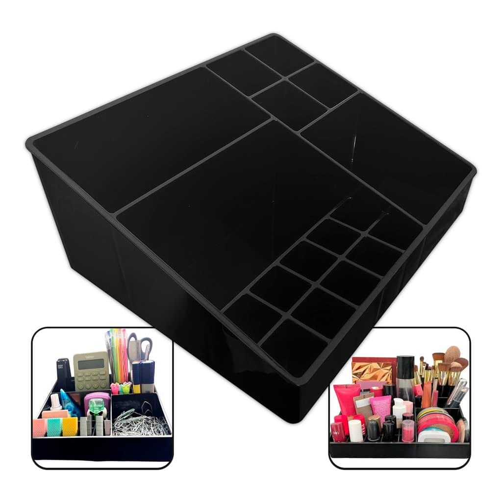 Organizador De Mesa Multiuso Maquiagem Escritório Joia Preto