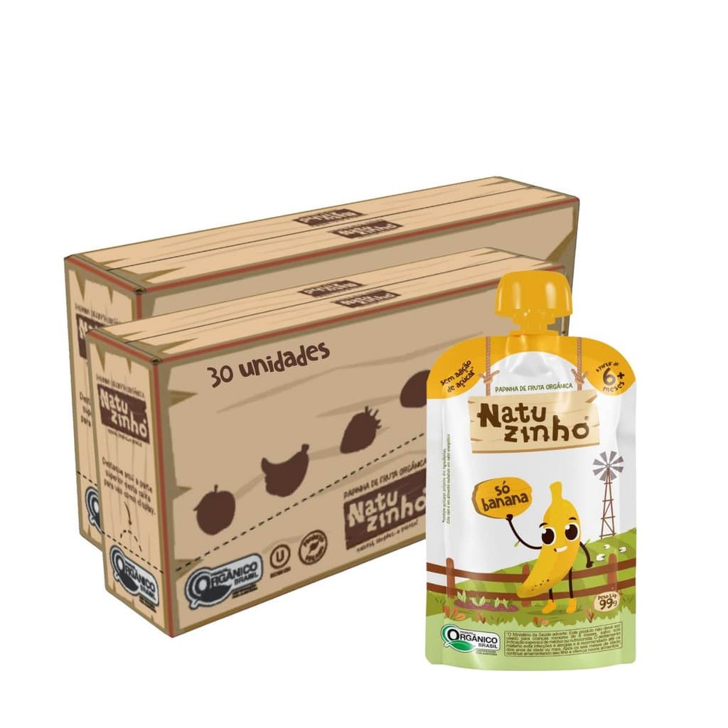 Kit Papinha Organica Natuzinho Banana Bebe 30 unidades