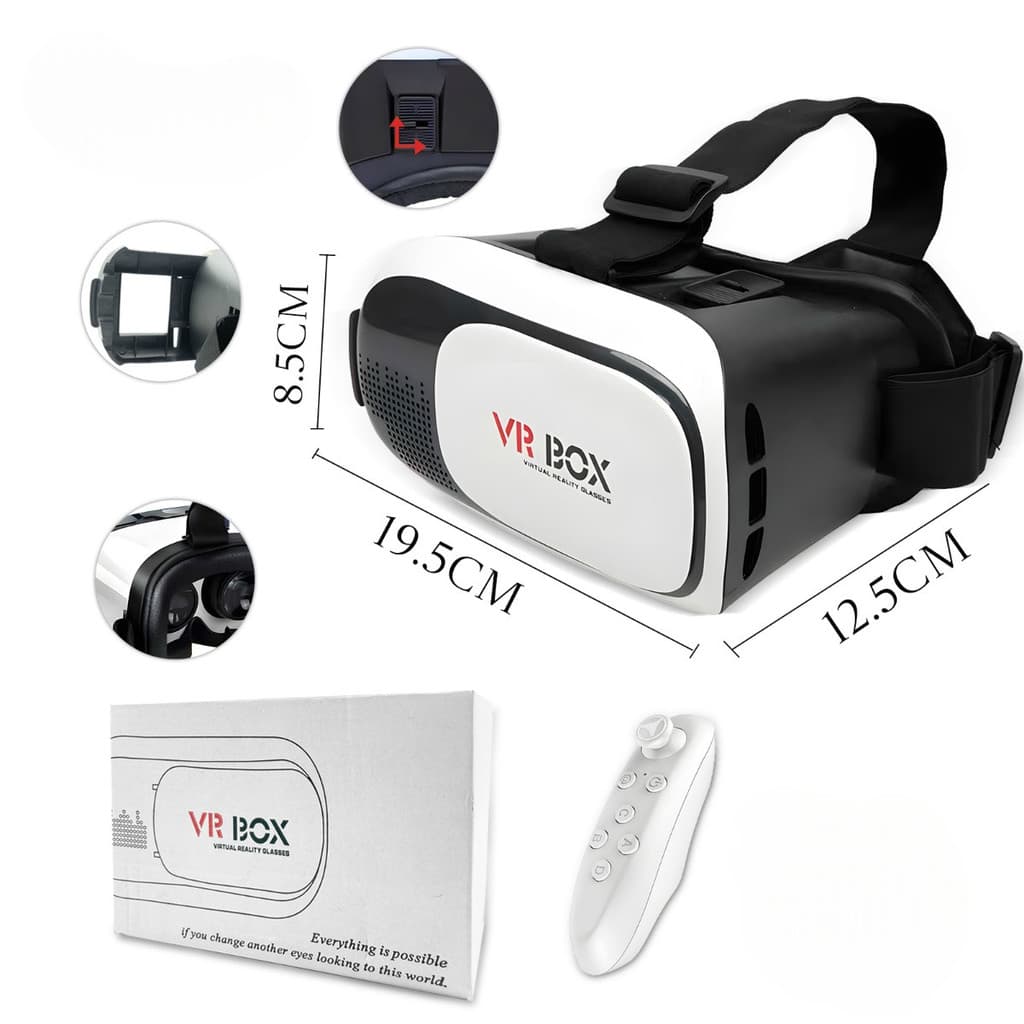 Óculos VR Box Realidade Virtual 3D para Celular | Headset VR com Controle Bluetooth | Compatível Android e iPhone