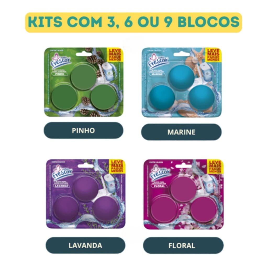 Kit C/ Até 09 Bloco Sanitário Acoplada Pastilha Tablete Para Caixa Acoplada Pedra Sanitária