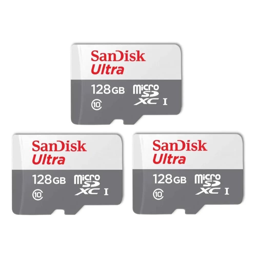 Kit 3 Cartão De Memória Micro Sd Sandisk 64gb e 128gb Classe 10 - Compatível com Câmeras e Celulares