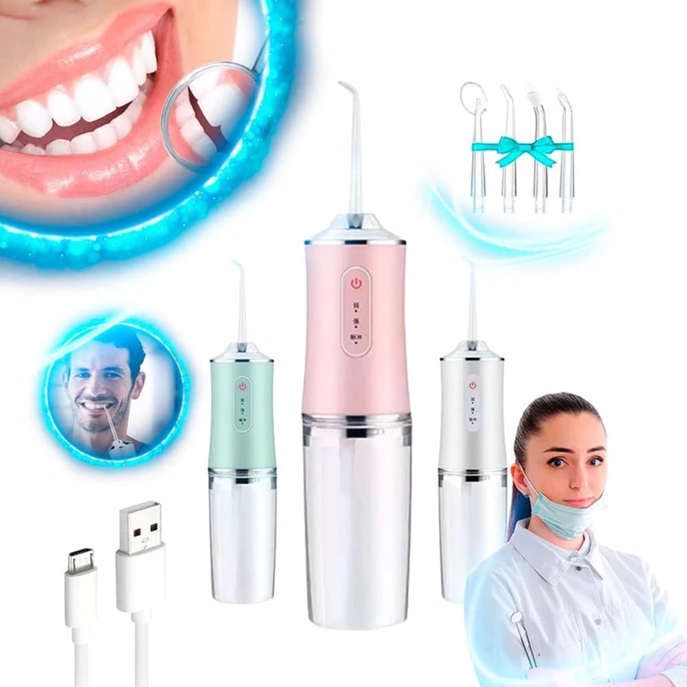 Irrigador Oral Portátil Recarregável USB 220ml Limpeza Bucal Jato de Água