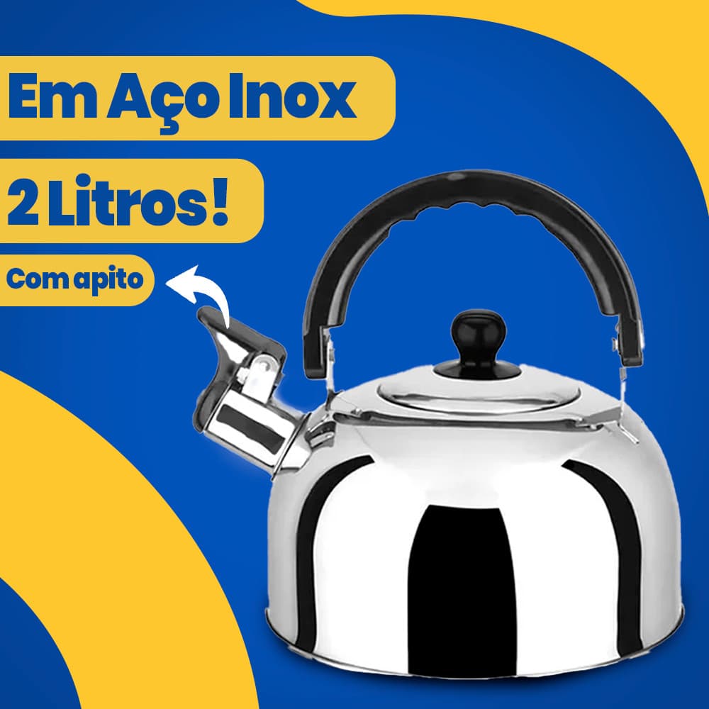 Chaleira Inox com Apito Ferve Rápido Fogão Gás Indução Elétrico