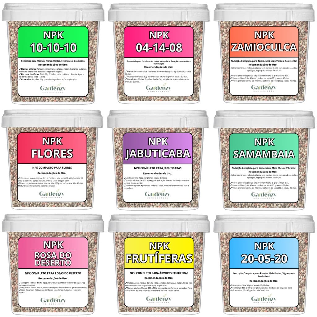 Fertilizante Adubo NPK Completo | Frutíferas, Flores, Rosa do Deserto, Cactos, Zamioculca, 10-10-10