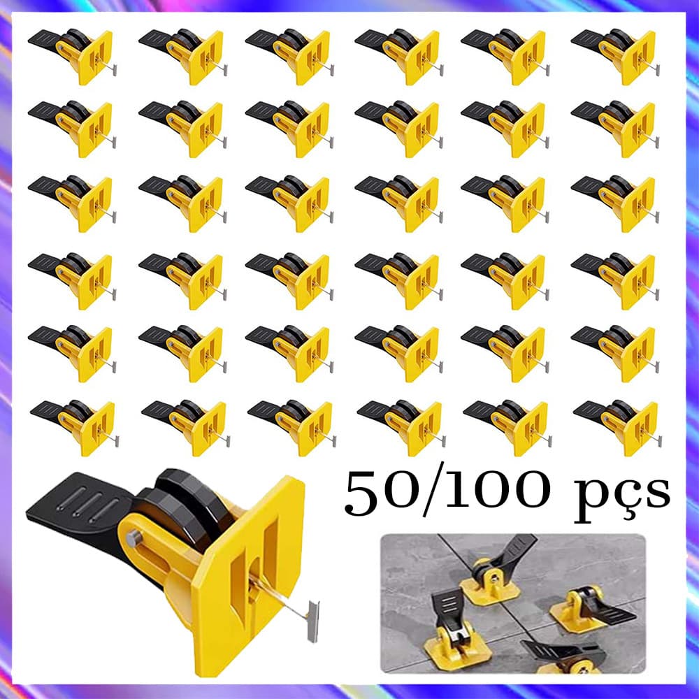 50/100 Sistema de nivelamento de azulejos reutilizáveis, ferramentas de azulejo para instalação, espaçadores de azulejos