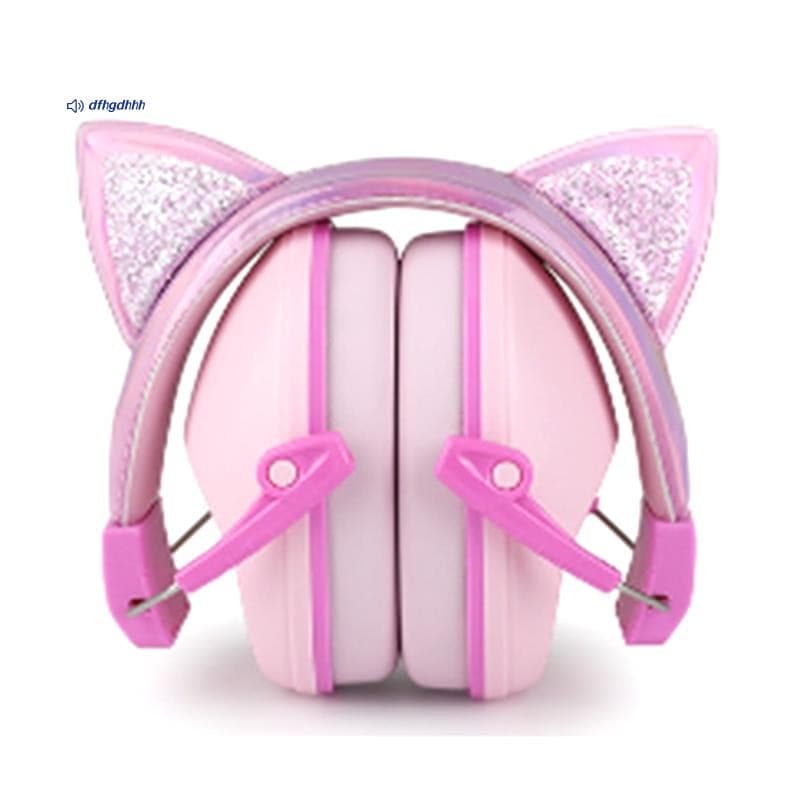 Orelhas De Gato Rosa Crianças Earmuffs Ajustável Anti-Ruído Protetor Auditivo Para Estudo E Sono Cancelamento De