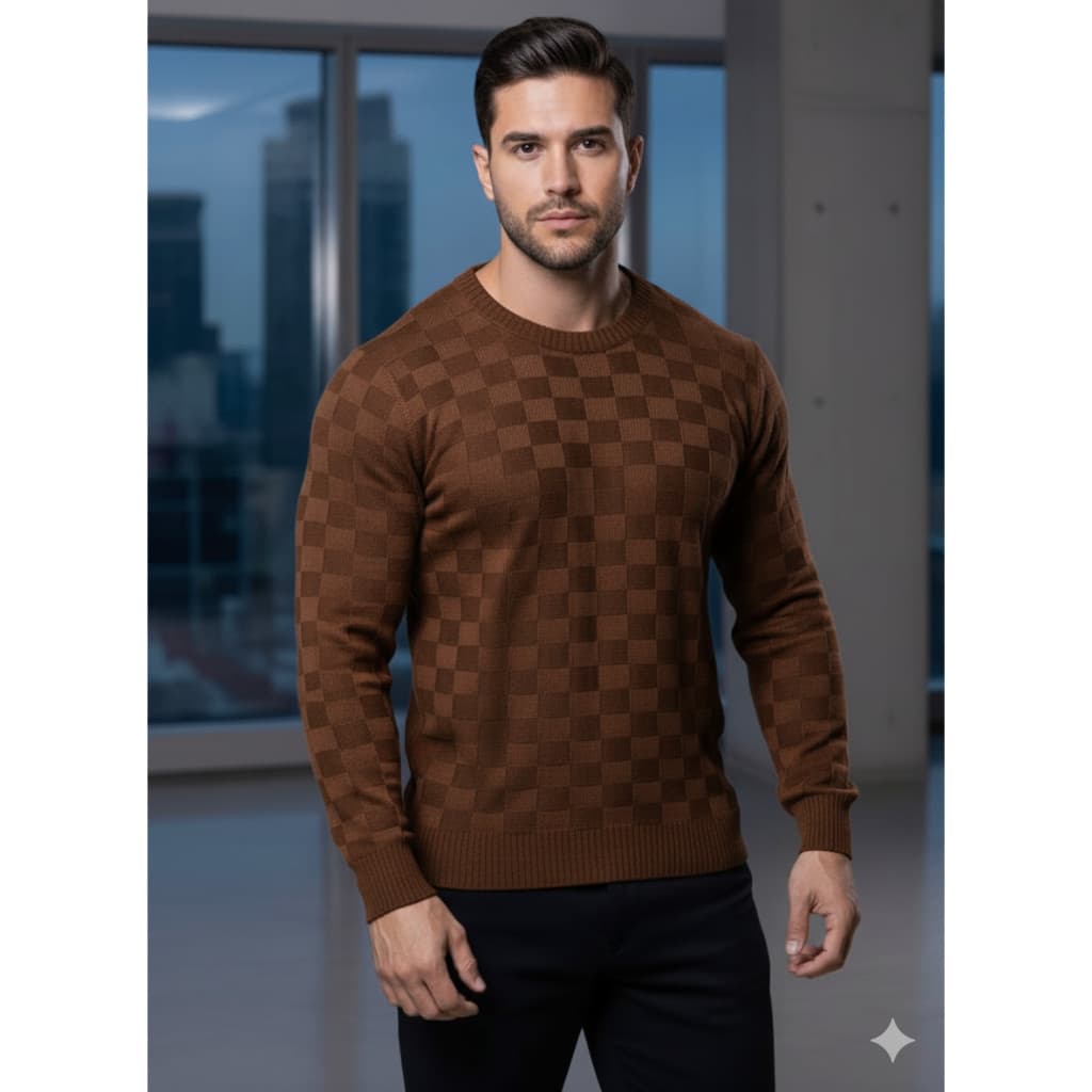 Suéter Masculino tricot Gola Redonda Malha Grossa outono inverno alta qualidade Envio Imediato