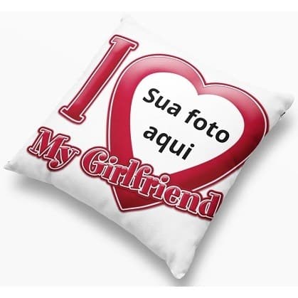 Capa Almofada I Love My Girlfriend e I Love My Boyfriend Personalizada com sua foto