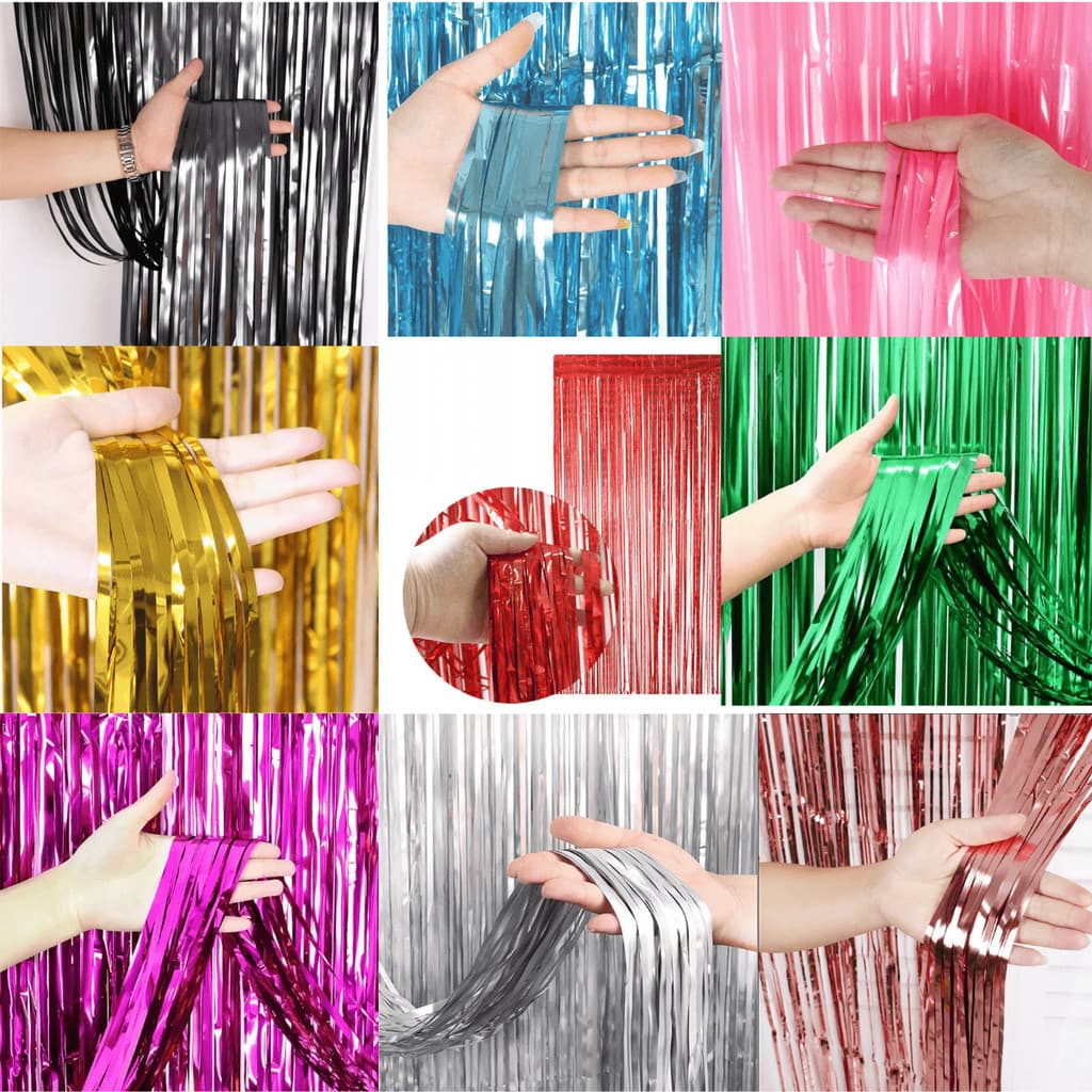 Cortina Metalizada com Fitilhos 2m x 1m  Enfeite para Decoração de Festas e Eventos