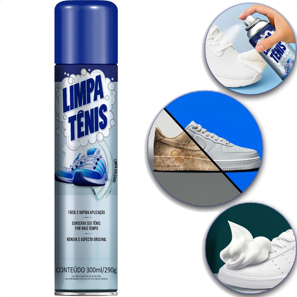 Limpa Tênis Premium Espuma Mágica Limpeza Profunda a Seco Tira Encardido - Petroplus
