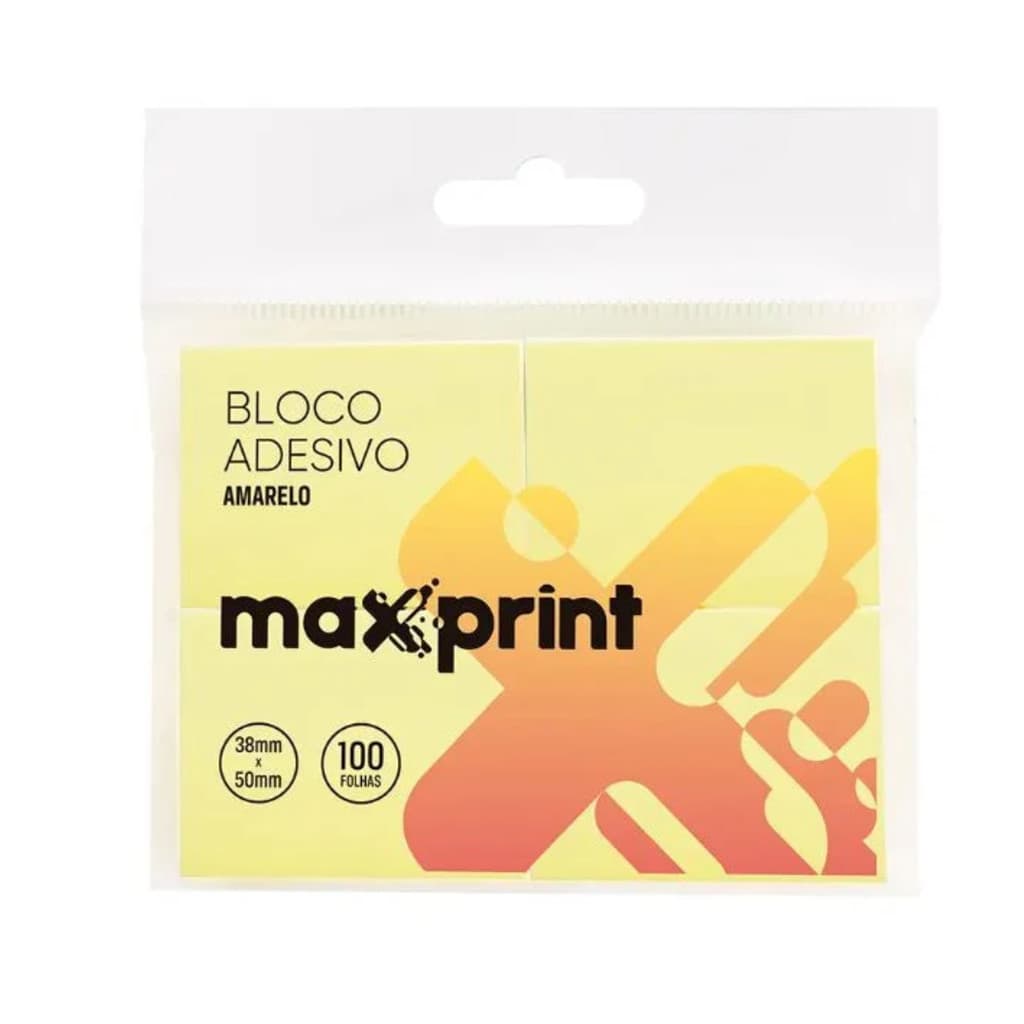 BLOCO ADESIVO MAXPRINT AMARELO PASTEL PEQUENO 38MM X 50MM 100 FOLHAS 4 BLOCOS