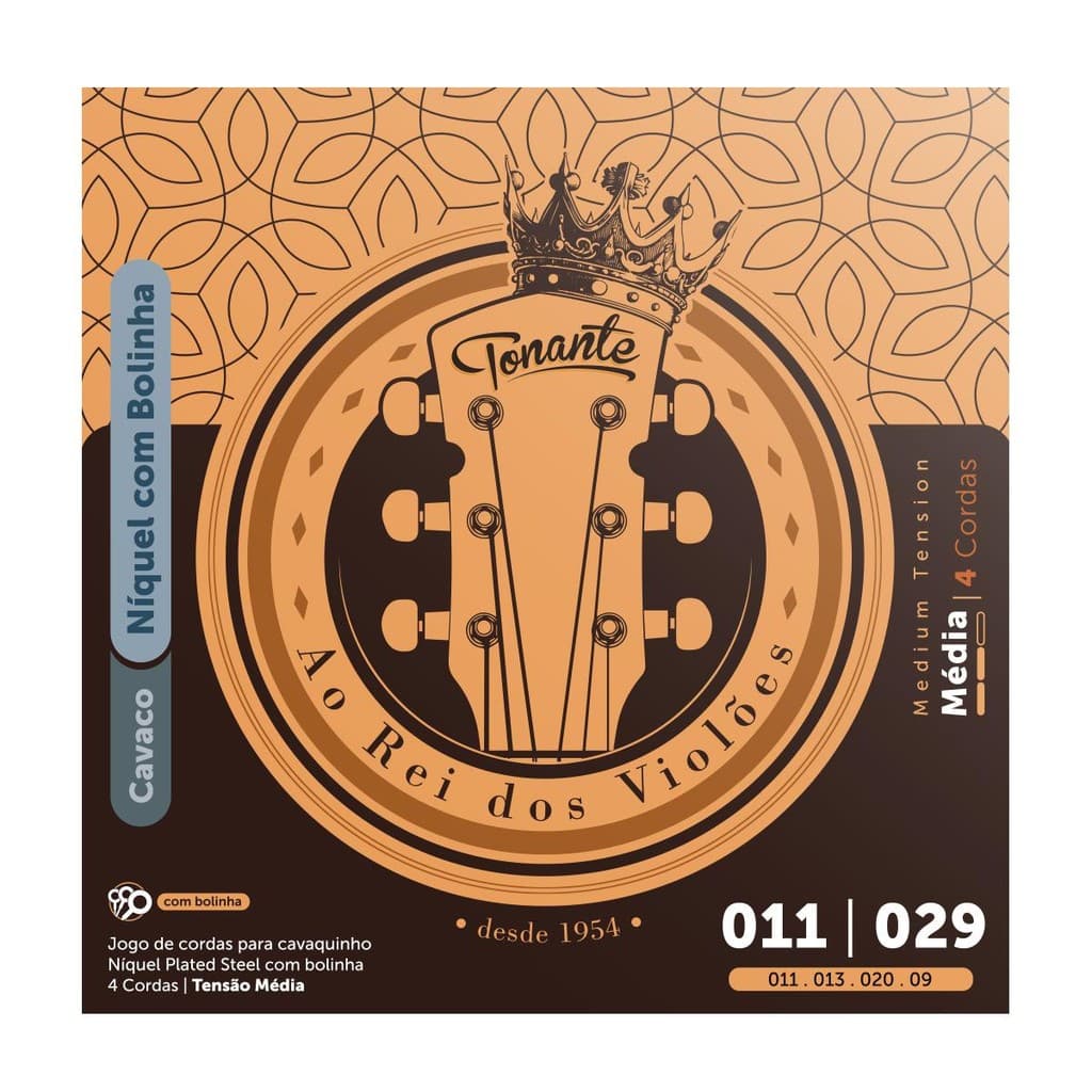 Encordoamento Níquel Plated Steel C/Bolinha P/Cavaco 0.011 - 0.029 - Rvca11n