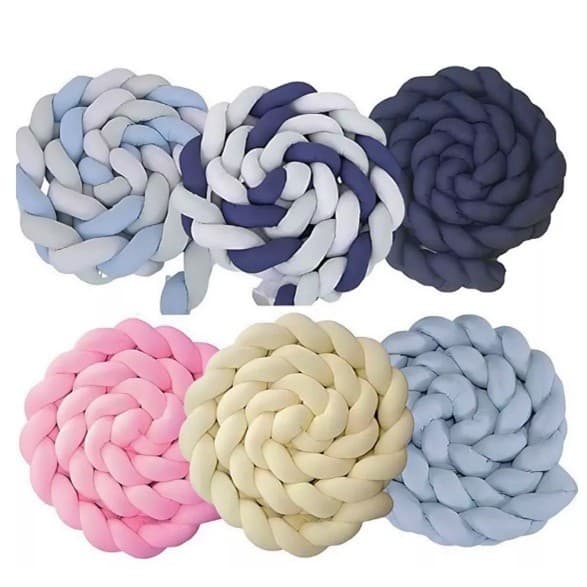 Trança Protetor Berço E Cama Montessoriana 4 Metros Azul Marinho Menino e Menina