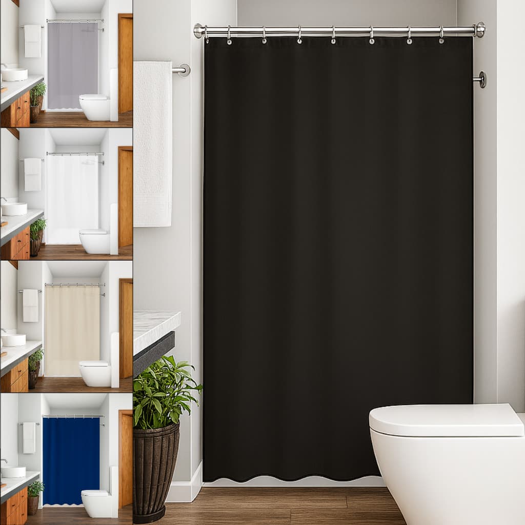 Cortina de Box Banheiro Tecido Poliéster Lavável a Maquina 1,38x1,98m