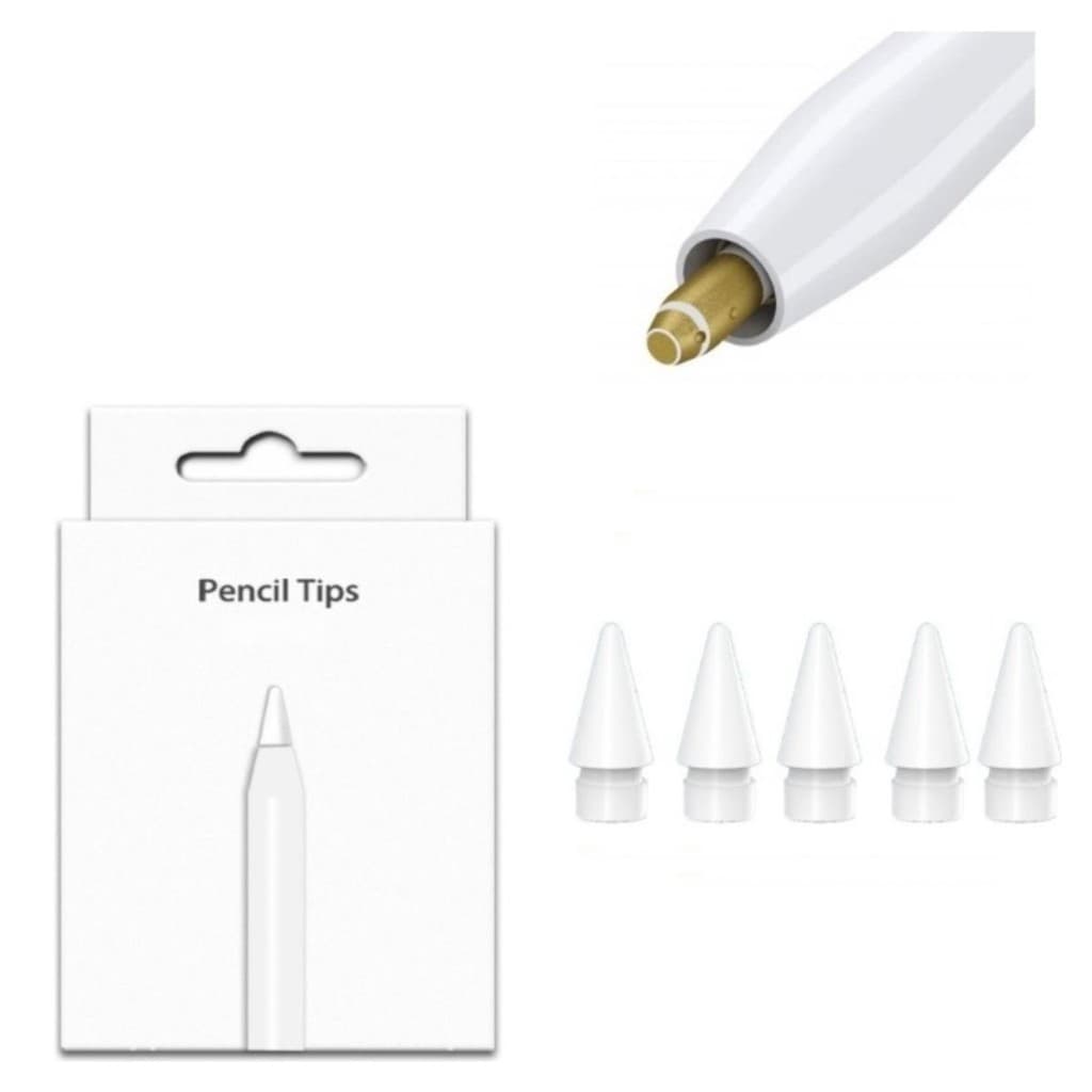 Kit Pontas Apple Pencil Caneta 1 E 2 Geração - Pro e Usb-C Branco