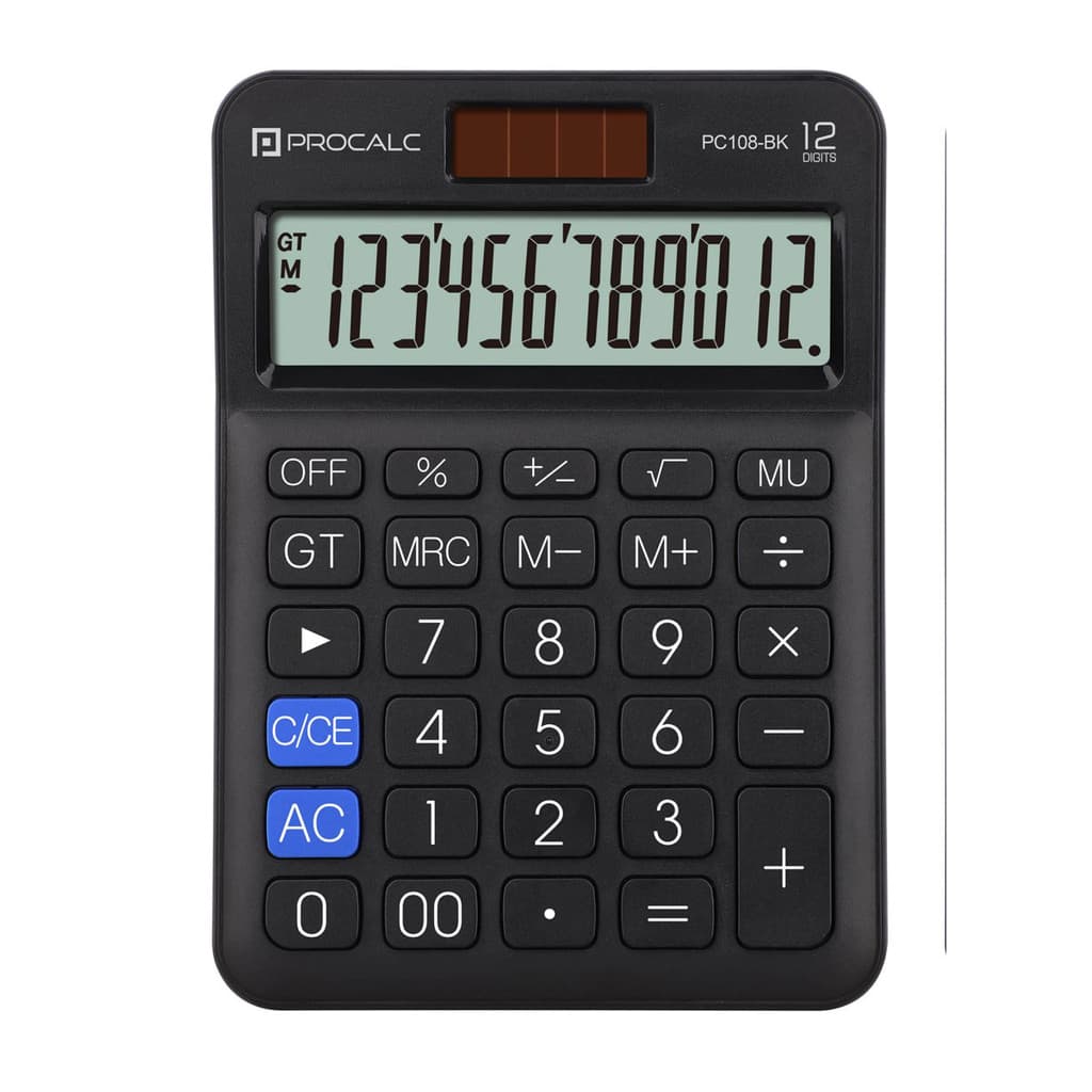 Calculadora de mesa 12 dígitos PC108-BK Preta Procalc