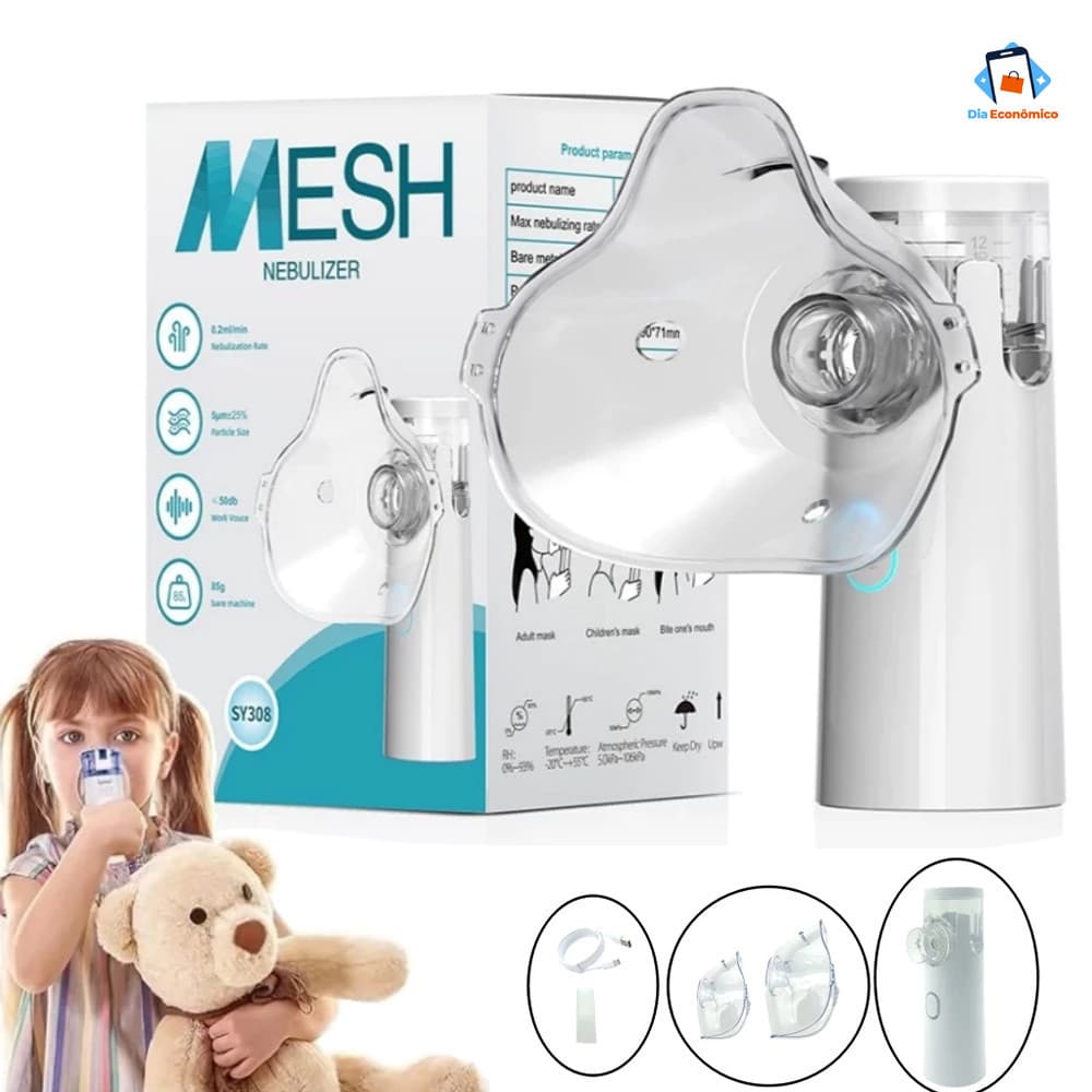 Nebulizador Portátil Silencioso para Adultos e Crianças, Inalador a Jato