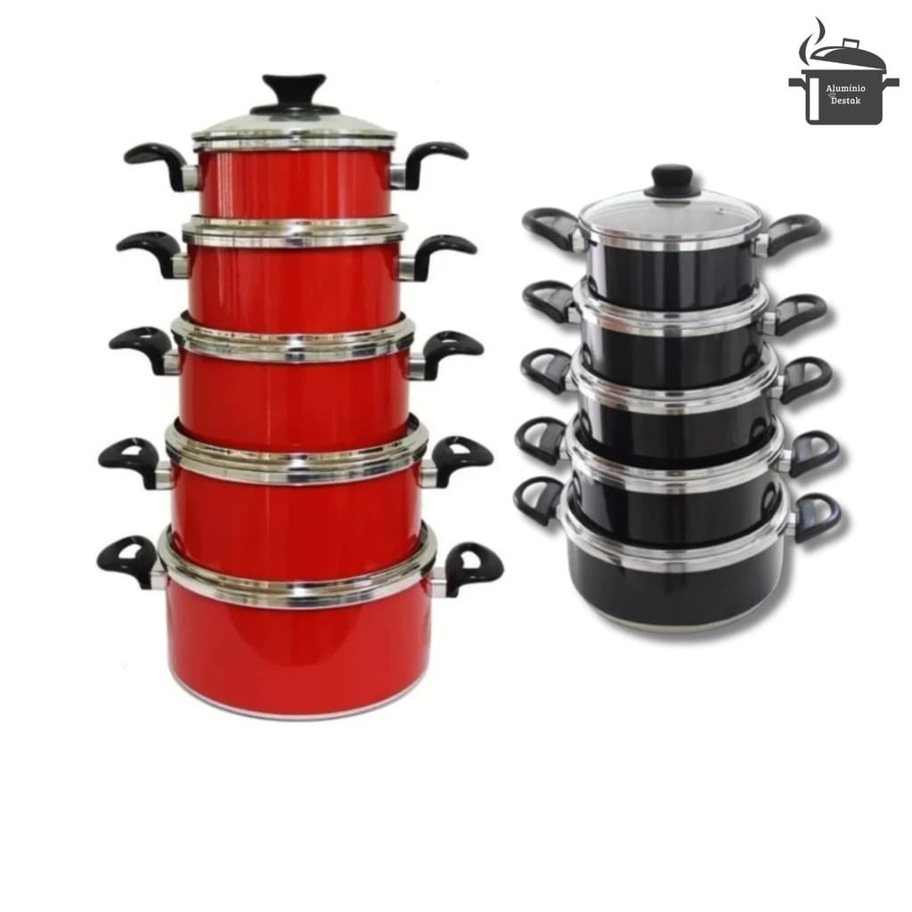 👨‍🍳Conjunto de Panelas Alumínio 5 Peças Tampa de Vidro - Resistência, Sofisticação e Máximo Desempenho na Sua Cozinha