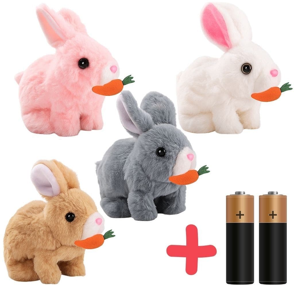 Coelho Interativo de Pelúcia Anda Emite Luz  Coelho  com Cenourinha  Sons Com Pilhas Envio Rápido