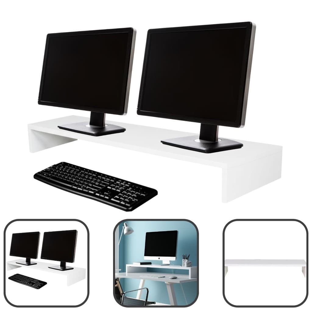 Suporte Base Para Monitor 10x90x20cm MDF Branco