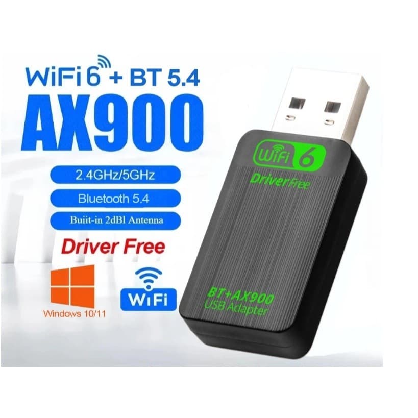 Adaptador USB AX900 WiFi 6 Bluetooth 5.4 Adaptador 2 em 1
