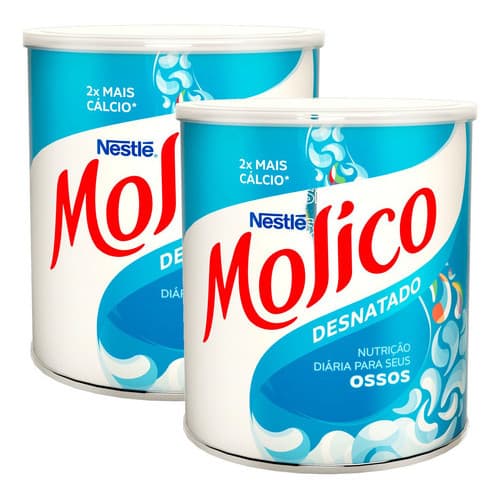 2 Leite Em Pó Desnatado Molico Total Cálcio Nestlé 280g Lata