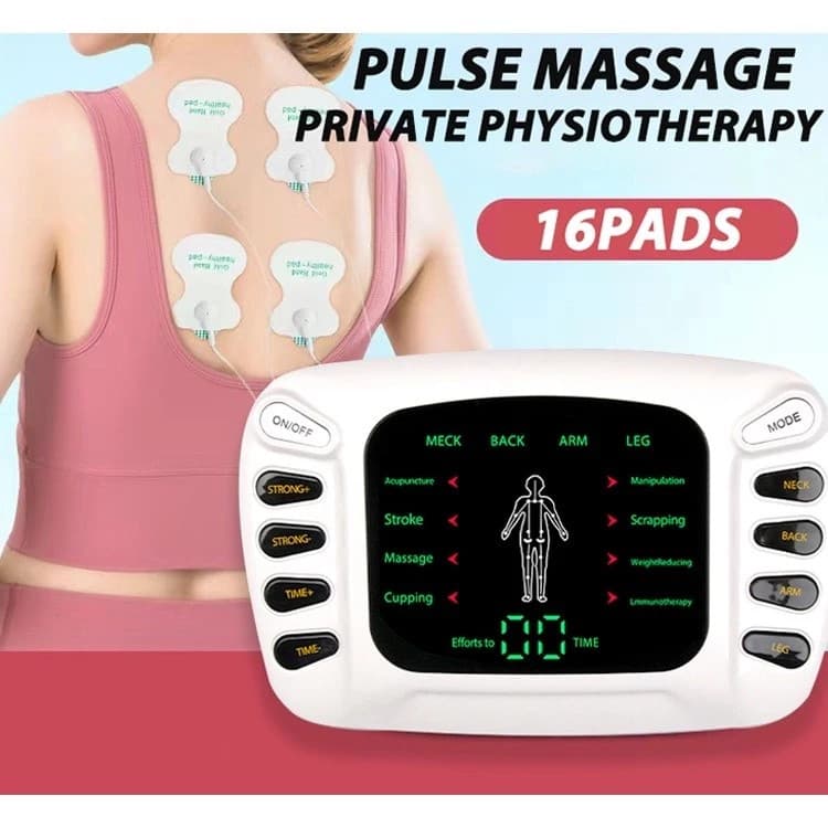 Massageador Elétrico De Pulso Fisioterapia Com 8 Modos TENS Estimulador Muscular Massagem Corporal