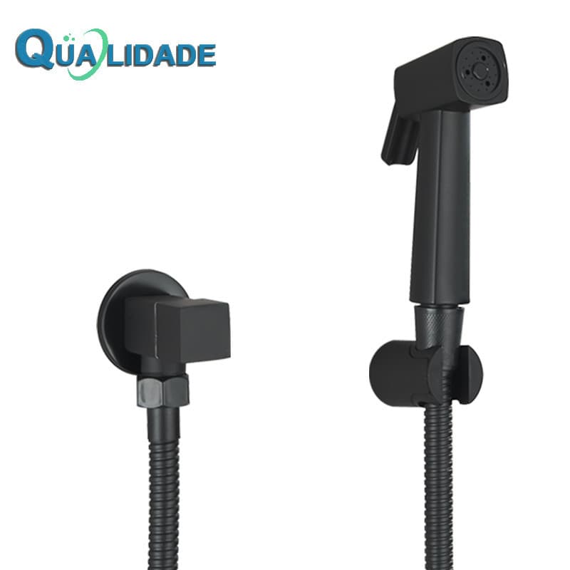 Ducha Higiênica De Banheiro Chuveirinho Quadrada Preto Fosco