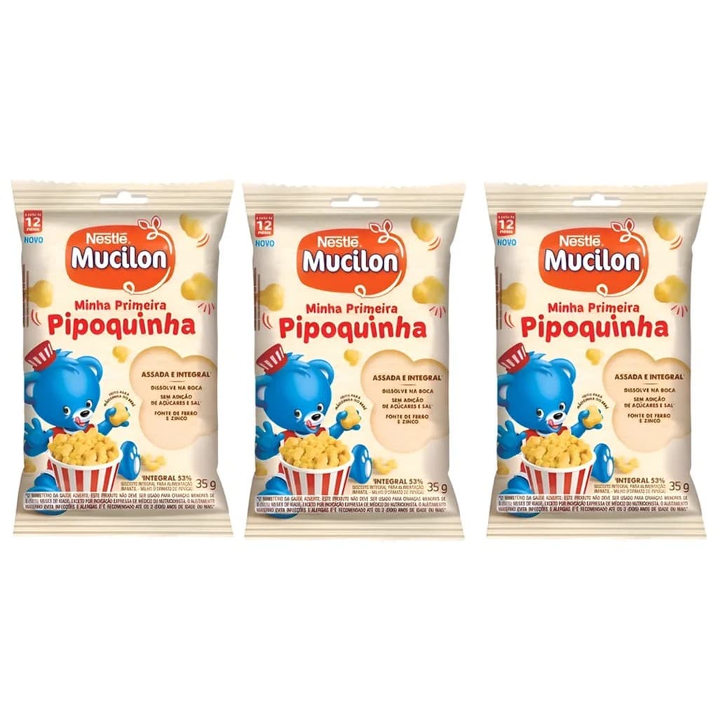 Mucilon Snack Milho Minha Primeira Pipoquinha 35g C/3