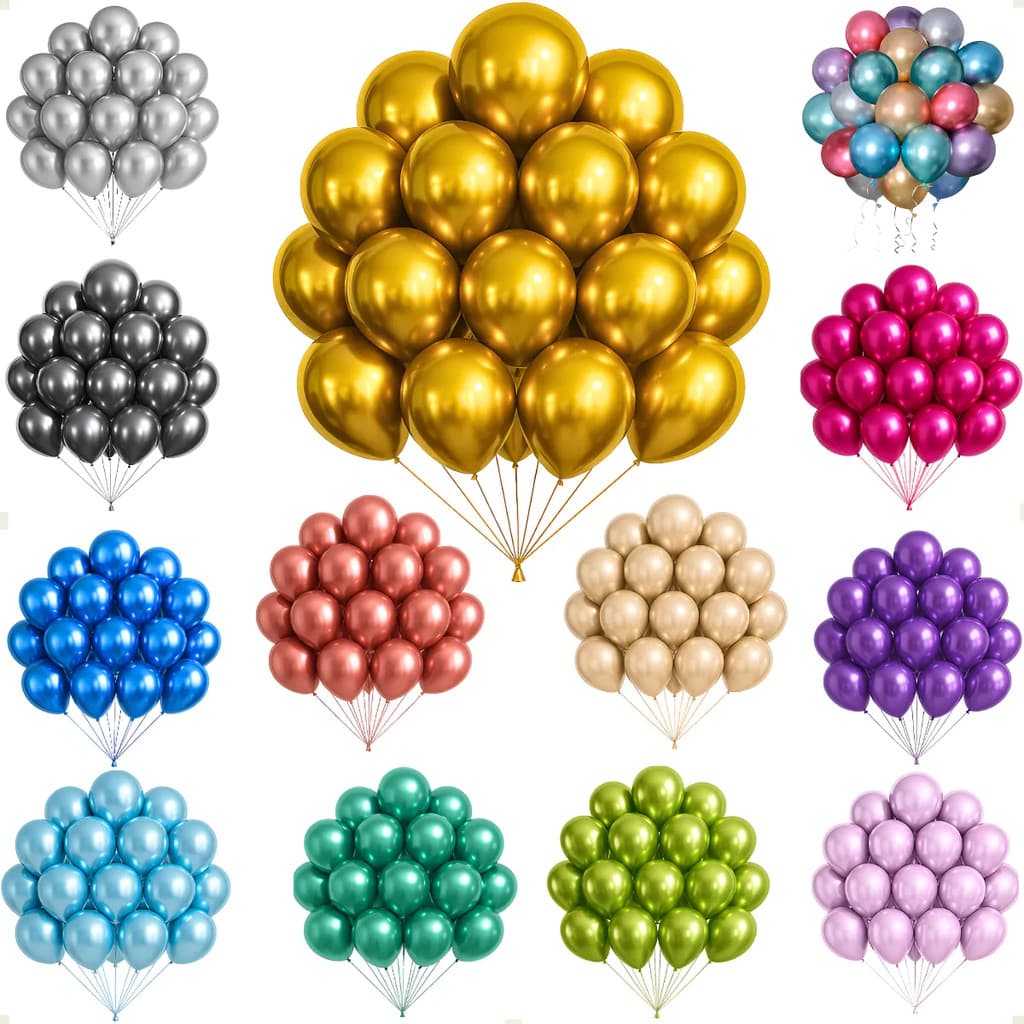 Kit 25/50 Balão Bexiga Metalizada Nº 10 Decoração De Festa Metalizada Aniversário Casamento Evento Painel