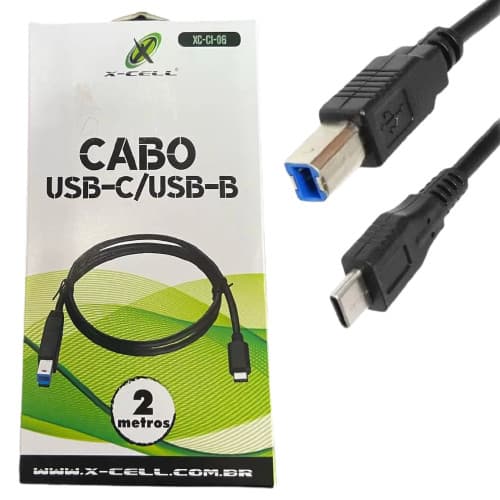 Cabo p/ impressora USB -c USB-b 2 metros x-cell XC-CI-6 - XCELL