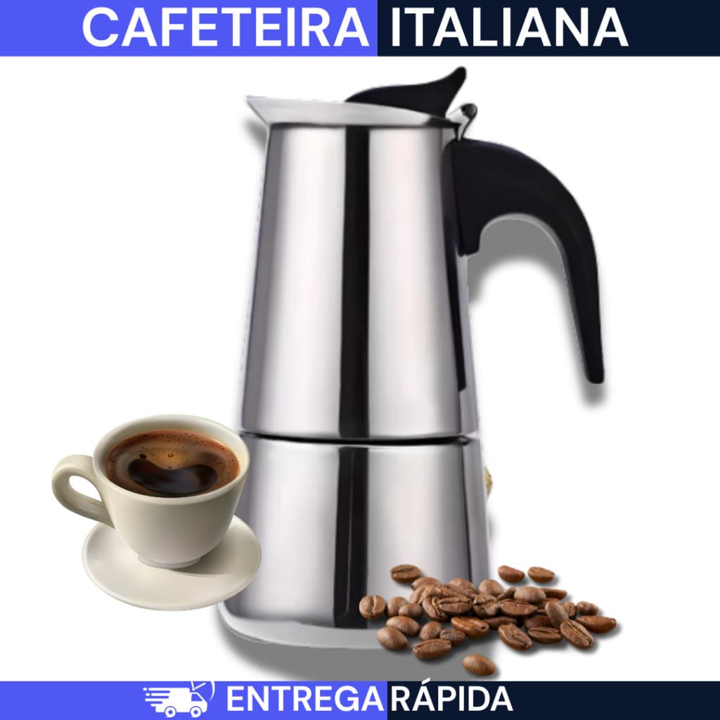 Cafeteira Italiana em Inox 450ML Chá Café Expresso 9 Xícaras Moderna Oferta Limitada Aproveite