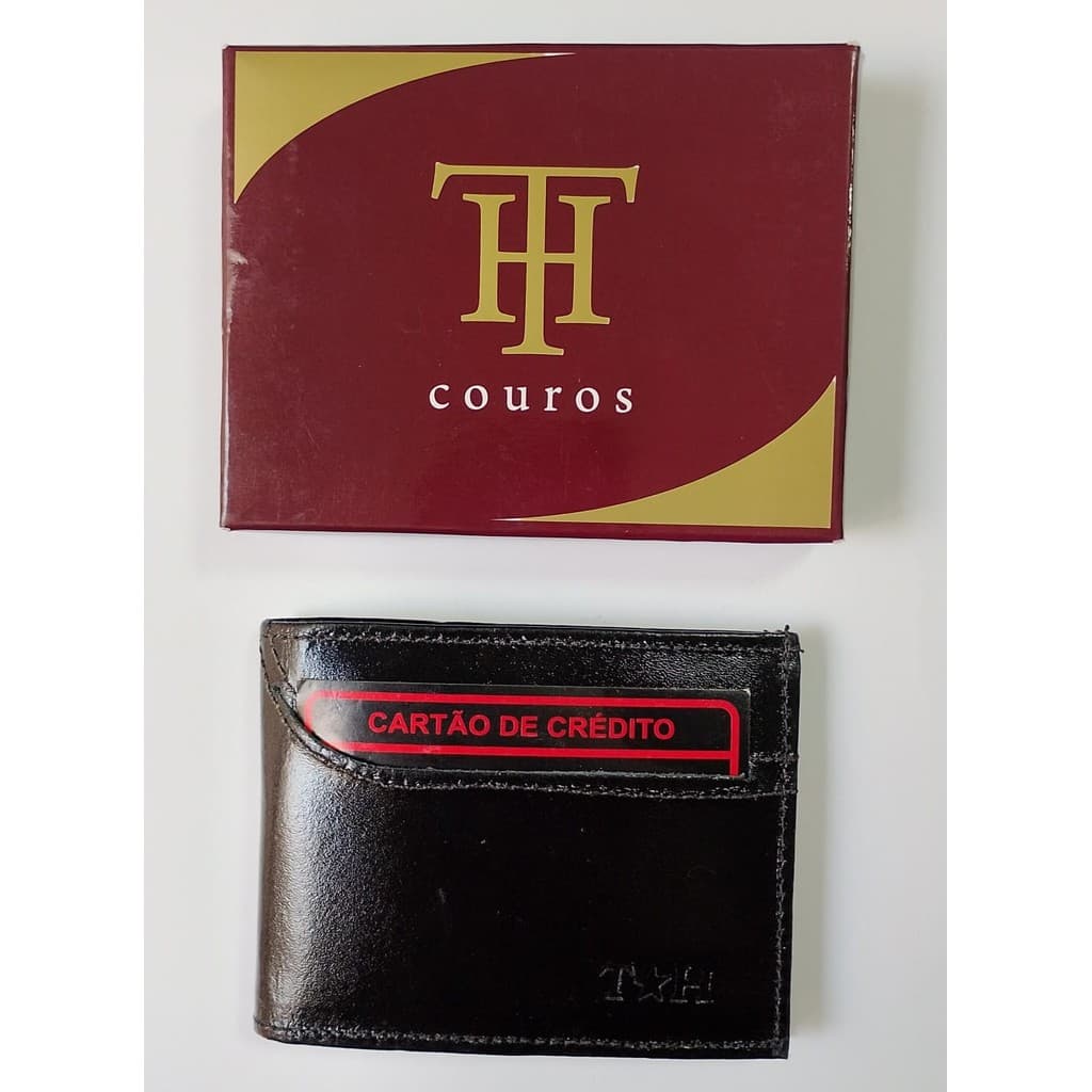 CARTEIRA  COURO ORIGINAL MASC.COM PORTA CARTÃO EXTERNO (PRETO)