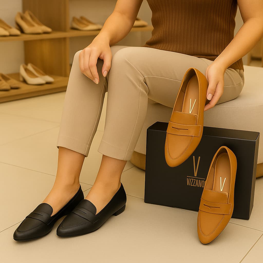 Mocassim Ortopédico Feminino Bico Fino Vizzano Confortável Elegante Casual Dia a Dia