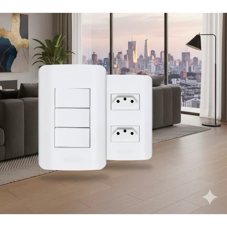 Tomadas 10A canoa romazi e Interruptores linha canoa romazi / 20A / Paralelo / Tomada