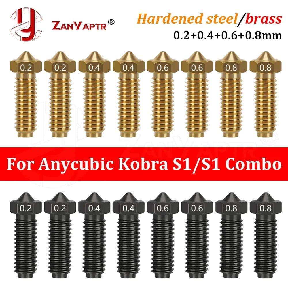 Para Anycubic Kobra S1/S1 Combo Hotend Bocal Dureza Latão 0.2mm 0.4mm 0.6mm 0.8mm De Metal Acessórios De Impressora 3d