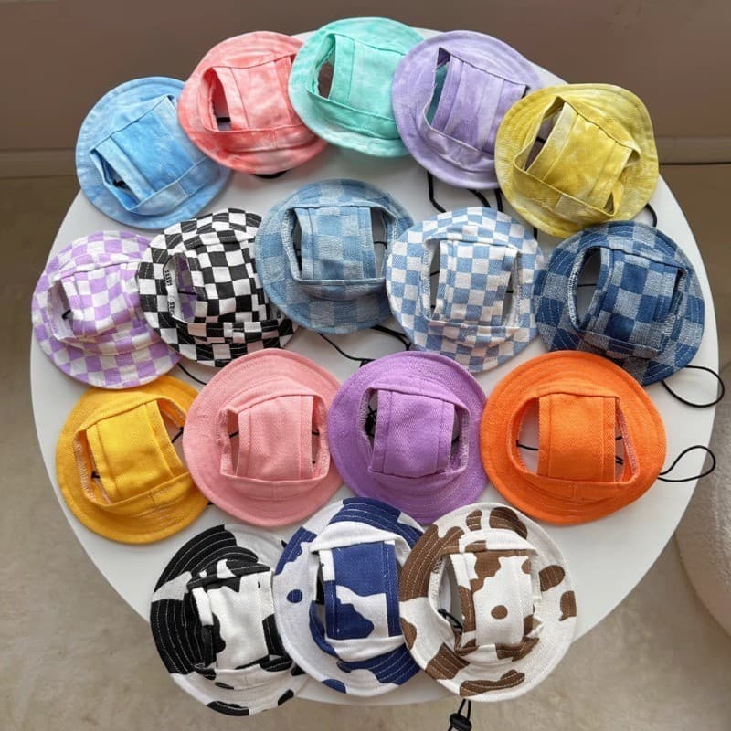 Chapéu Ajustável Para Cachorro Com Furos As Orelhas , Boné De Pescador Animais De Estimação