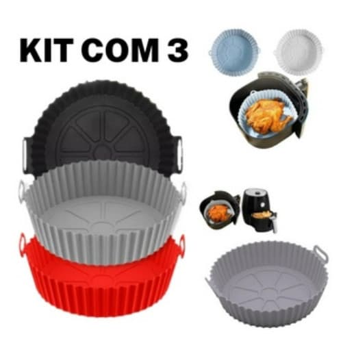 Kit 1/2/3 Formas de Silicone Quadrada 16x16cm Assadeira Air Fryer e Forno Forma para Fritadeira Elétrica com Alça